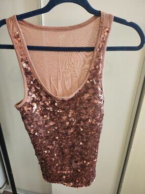 JOE FRESH  ROSE GOLD SEQUIN TANK TOP   COLOR ROSE  GOLD   SIZE S/P